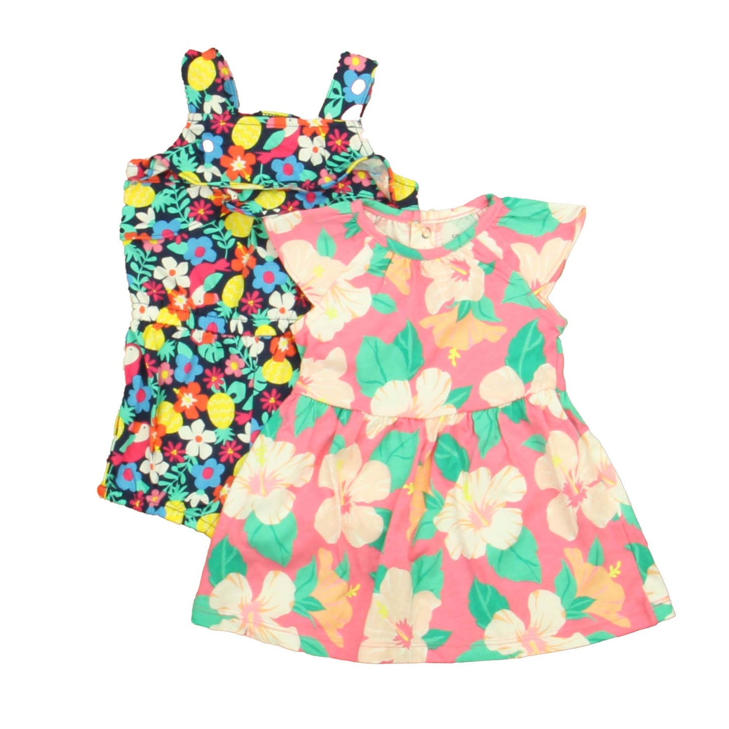 Carter's Girls Pink | Navy Floral Dress Size: 6 Months Pink | Navy Floral