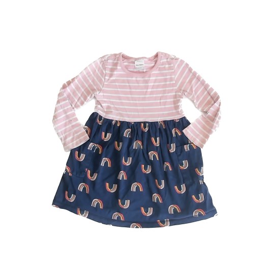 Hanna Andersson Girls Pink | Navy rainbows Dress Size: 4T Pink | Navy rainbows