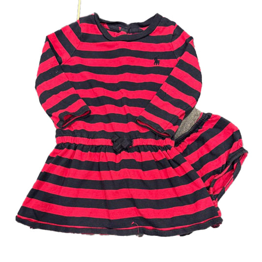 Ralph Lauren Girls Pink | Navy Stripe Dress Size: 6 Months Pink | Navy Stripe