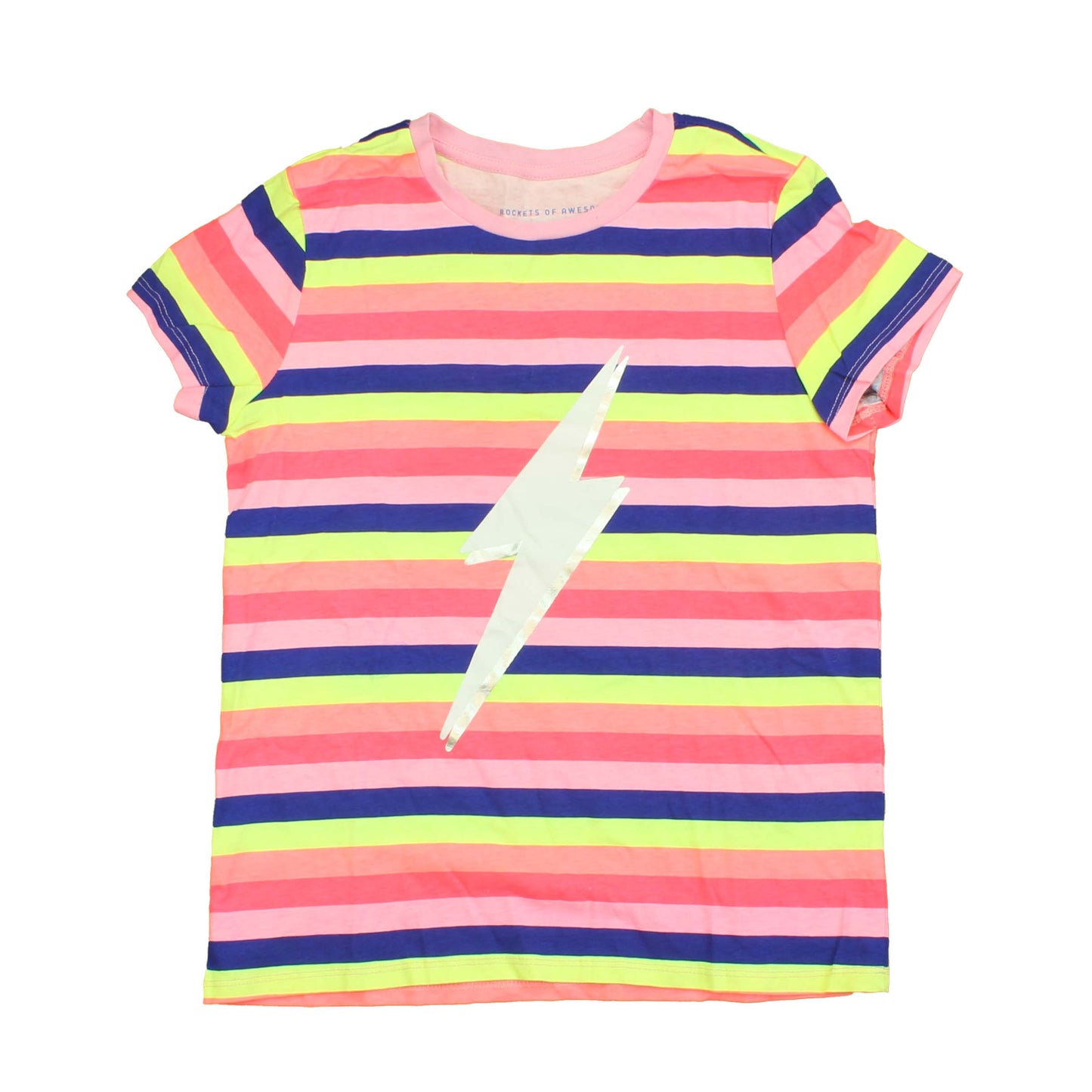 Rockets Of Awesome Girls Pink | Navy | Stripes T-Shirt Size: 12 Years