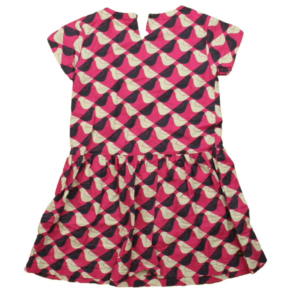 Tea Collection Girls Pink | Navy | White Birds Dress Size: 7 Years Pink | Navy | White Birds