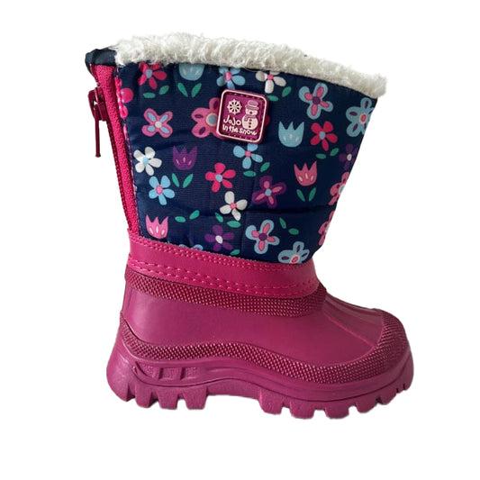 JoJo Maman Bebe Girls Pink | Navy Boots Size: 3 Infant