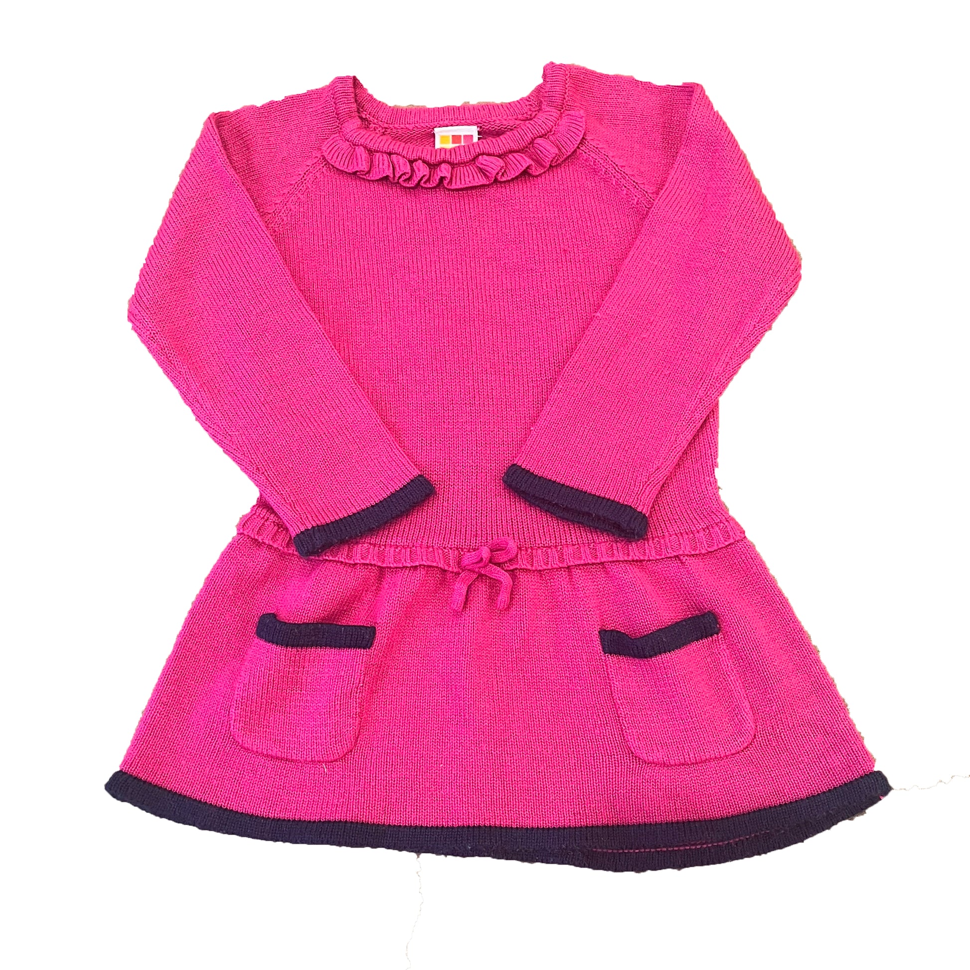 Healthtex Girls Pink | Navy Sweater Dress Size: 24 Months Pink | Navy