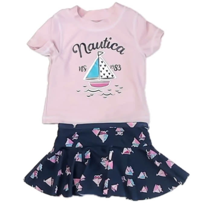 Nautica Girls Pink | Navy 2-piece Swimsuit Size: 18 Months Pink | Navy