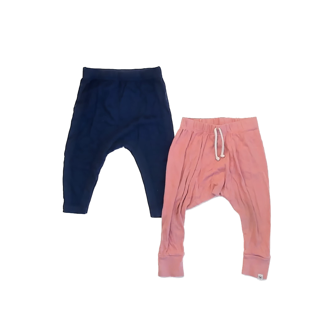 Honest Baby Clothing Girls Pink | Navy Casual Pants Size: 12 Months Pink | Navy
