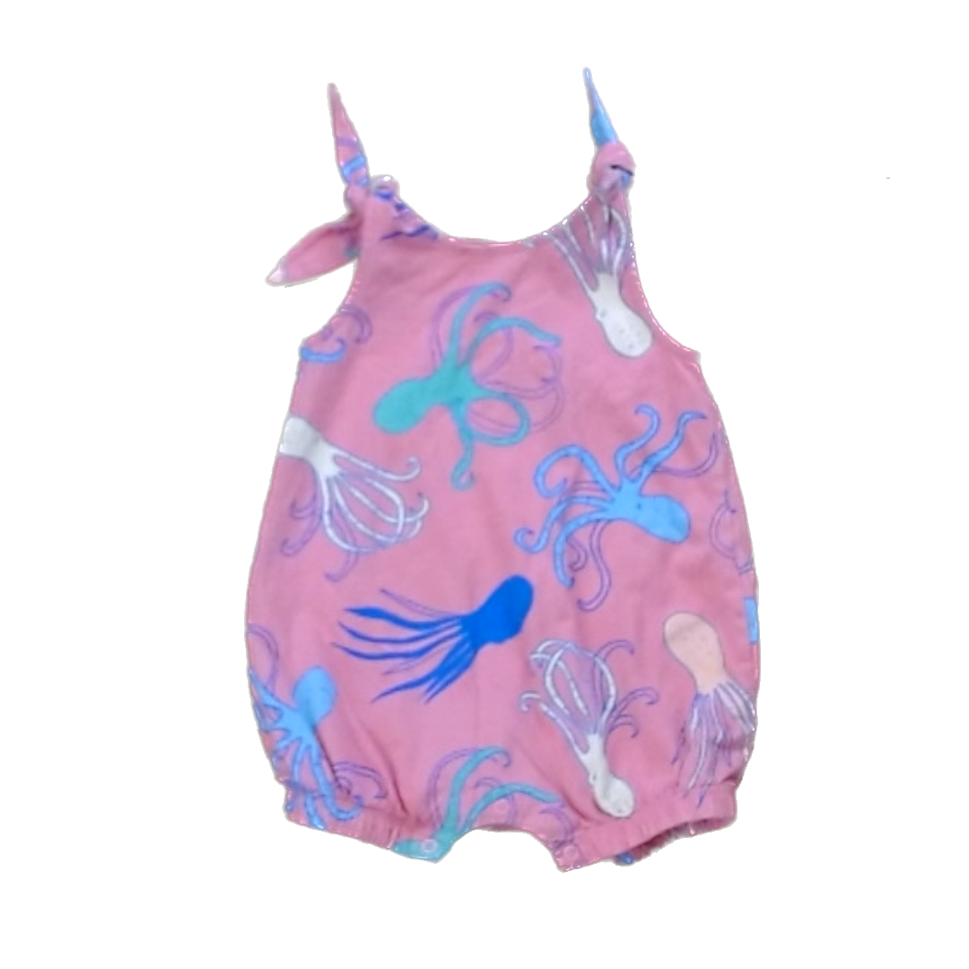 Tea Collection Boys Pink Octopus Romper Size: 12-18 Months Pink Octopus