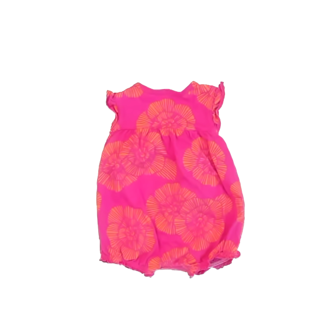 Carter's Girls Pink | Orange Floral Onesie Size: 3 Months Pink | Orange Floral