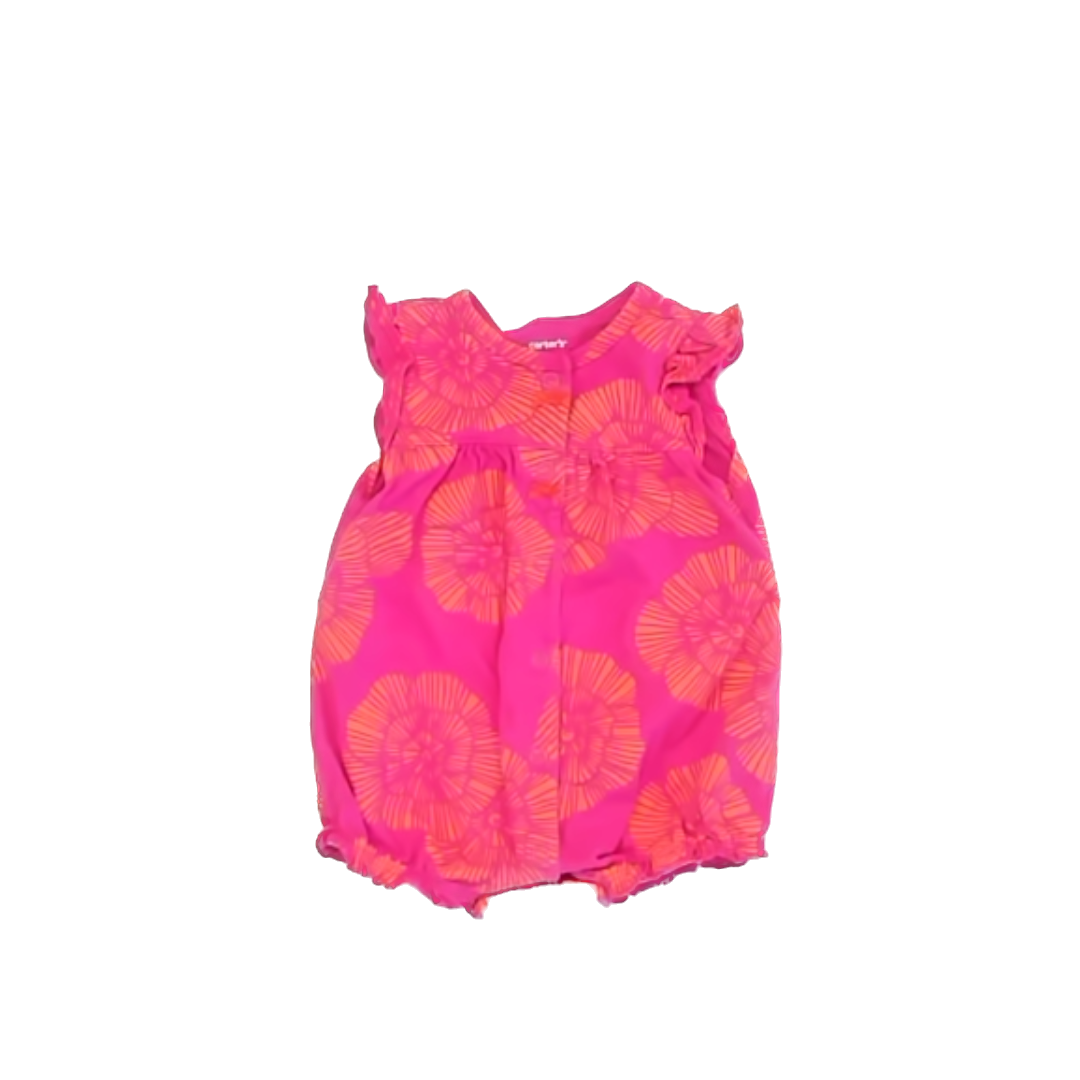 Carter's Girls Pink | Orange Floral Onesie Size: 3 Months Pink | Orange Floral