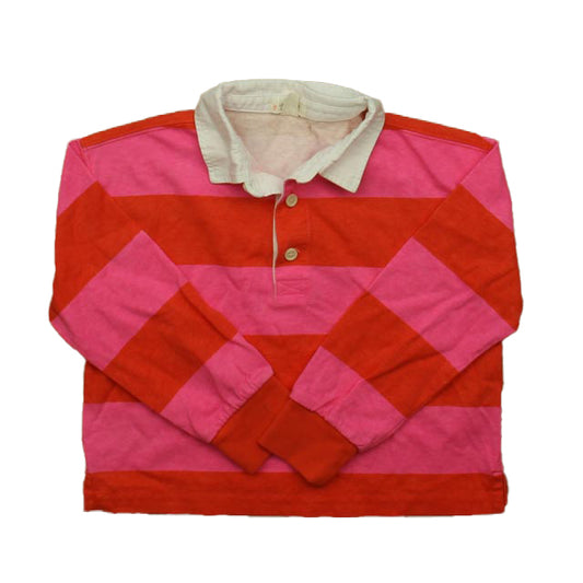 Crewcuts Girls Pink | Orange Stripe Rugby Shirt Size: 4-5T