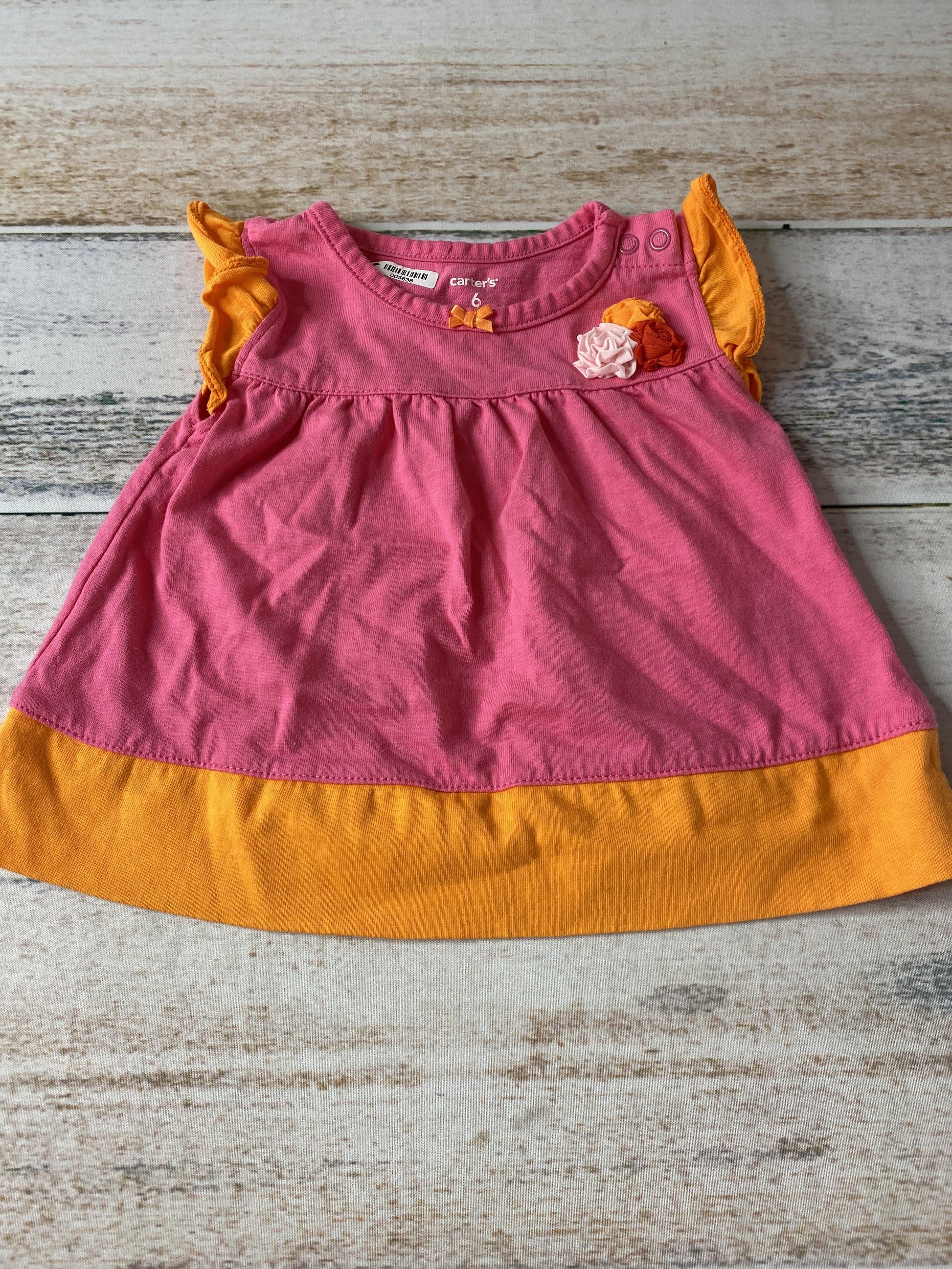 Carters Girls pink | orange Tank Top Size: 6 months pink | orange