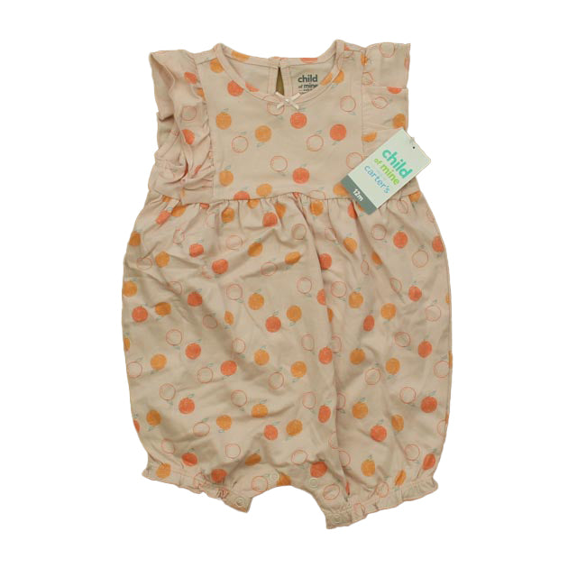 Carter's Girls Pink Oranges Romper Size: 12 Months