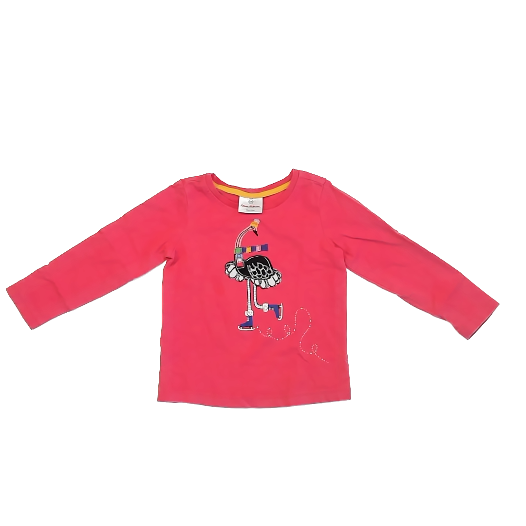 Hanna Andersson Girls Pink | Ostrich Long Sleeve T-Shirt Size: 3T Pink | Ostrich