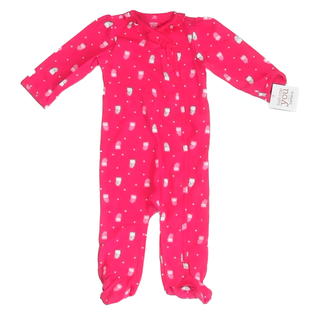 Carter's Girls PInk | Owls 1-piece footed Pajamas Size: 9 Months PInk | Owls