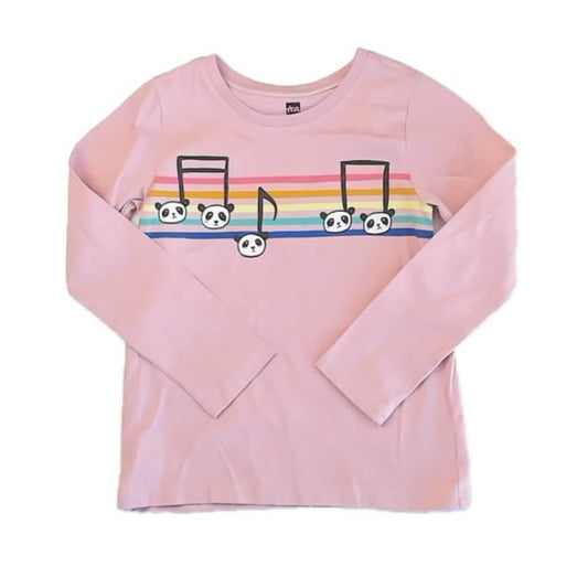 Tea Collection Girls Pink Panda Notes Long Sleeve T-Shirt Size: 5T Pink Panda Notes