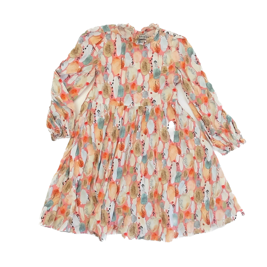 PP. Town Girls Pink Patterned Dress Size: 7-8 Years (EU 130) Pink Patterned
