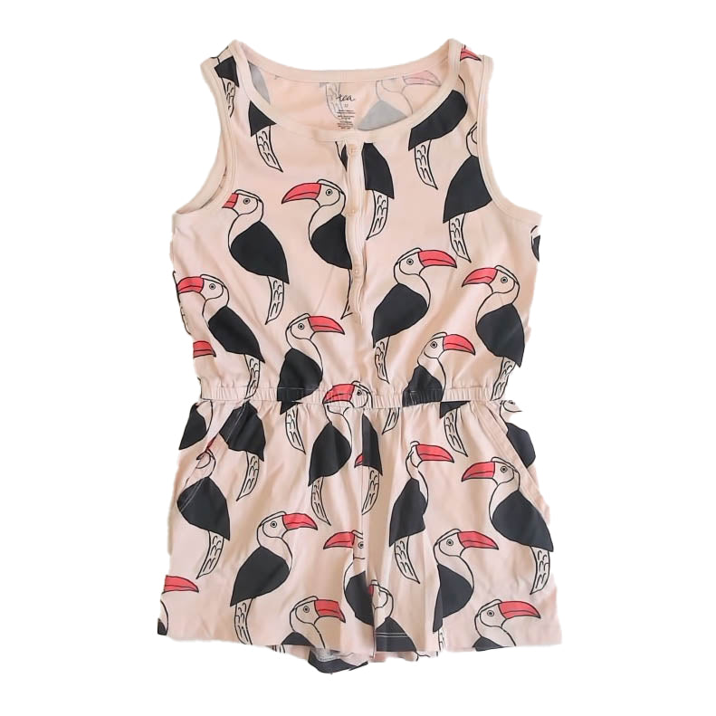 Tea Collection Girls Pink Pelican Romper Size: 12 Years Pink Pelican