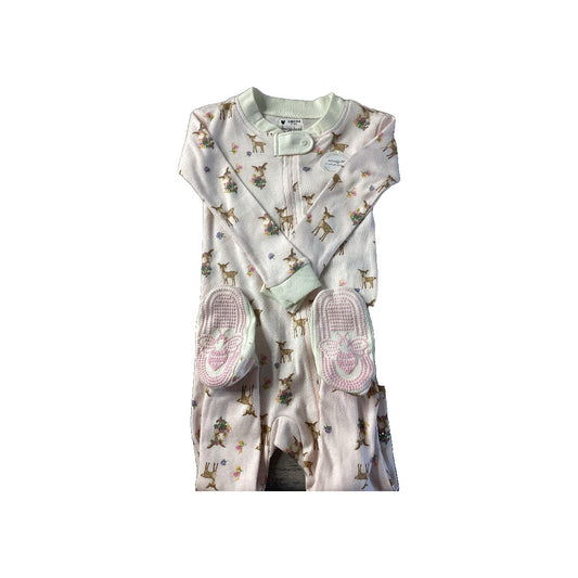 Burt's Bees Girls pink | Pink floral | animals Pajamas Size: 18 months pink | Pink floral | animals