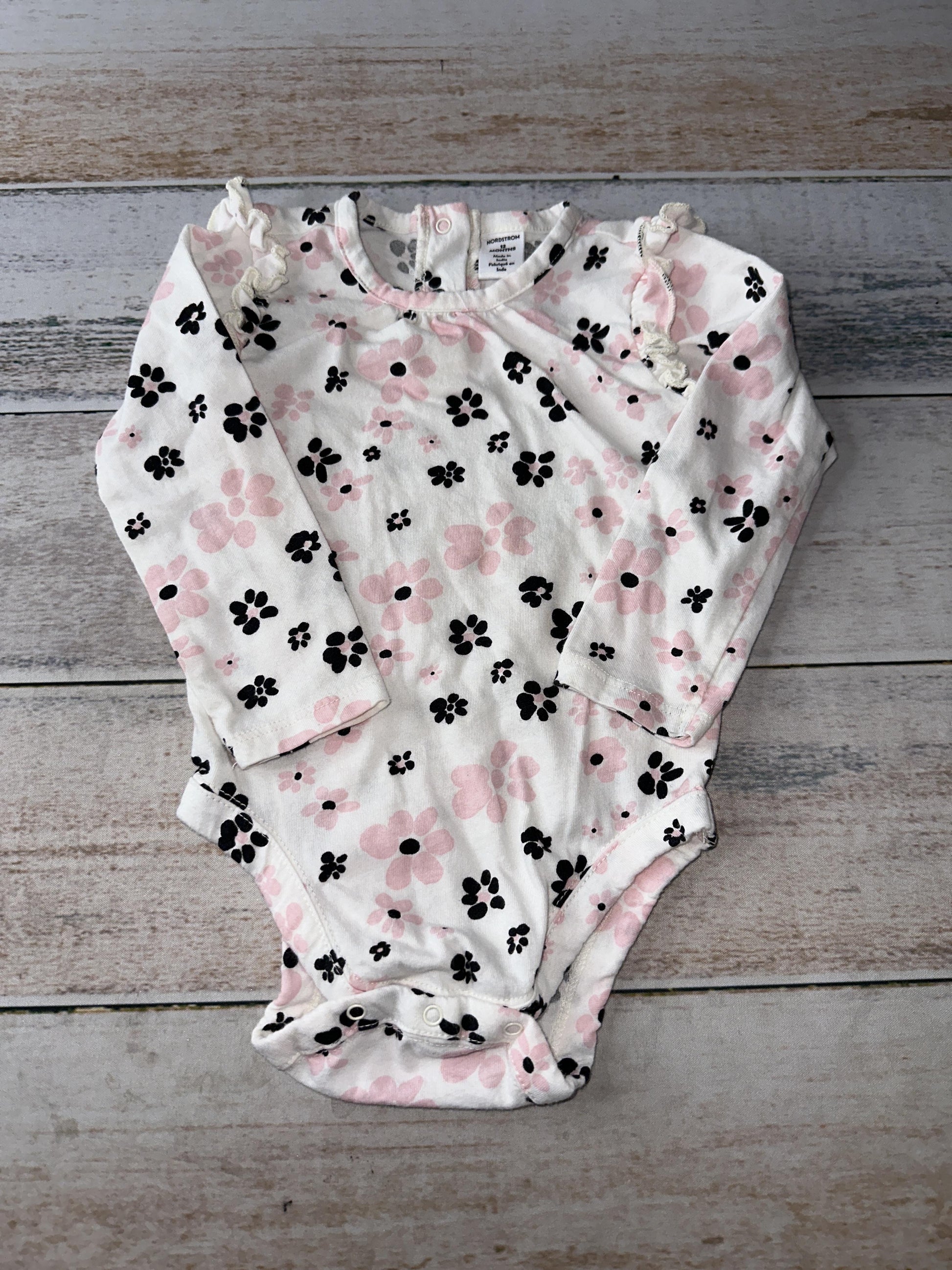 Nordstrom Girls pink | Pink floral Onesie Size: 12 months pink | Pink floral