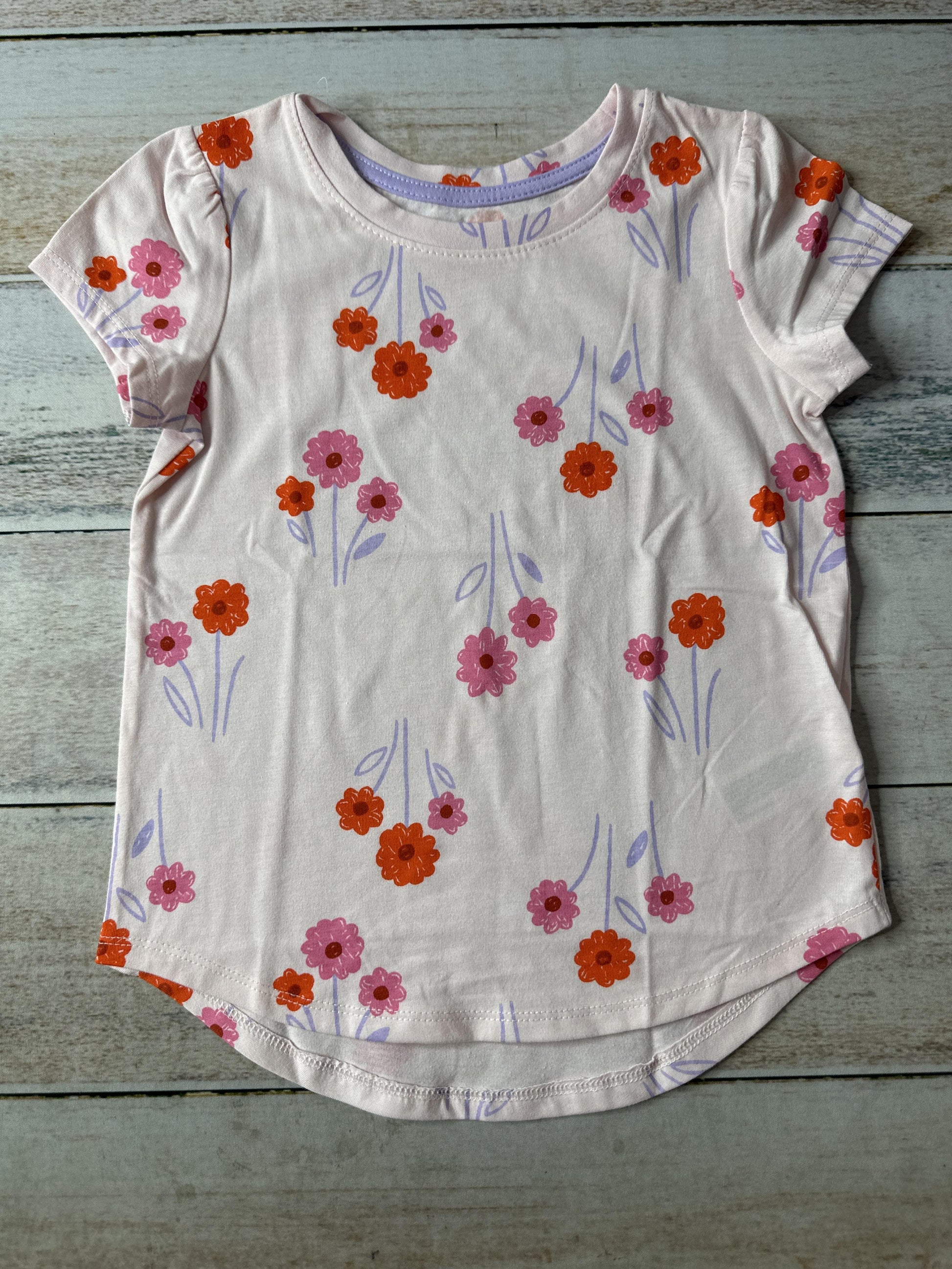 Cat & Jack Girls pink | Pink floral T-Shirt Size: 5T pink | Pink floral