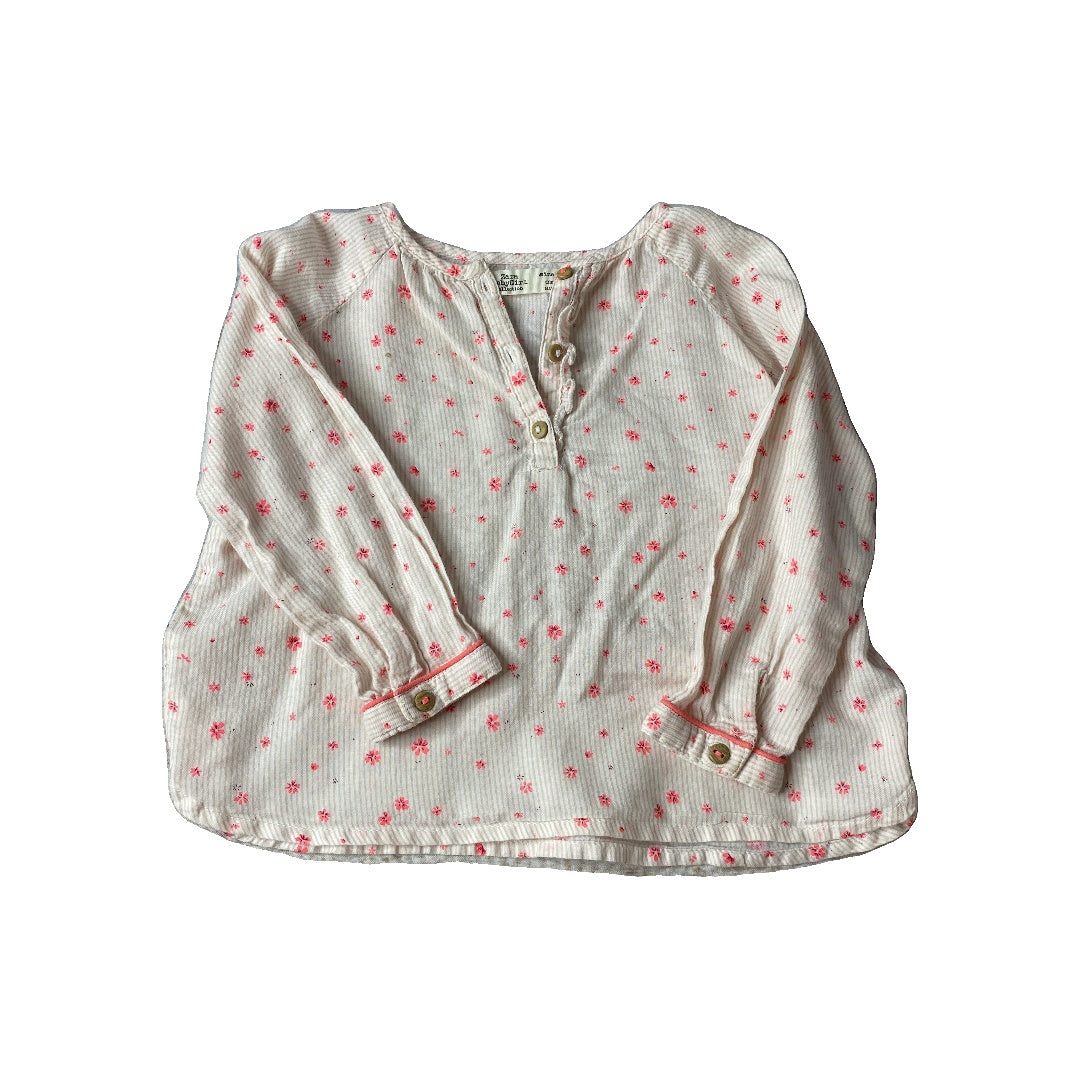 Zara Girls pink | Pink floral Long Sleeve Shirt Size: 12-18 months pink | Pink floral