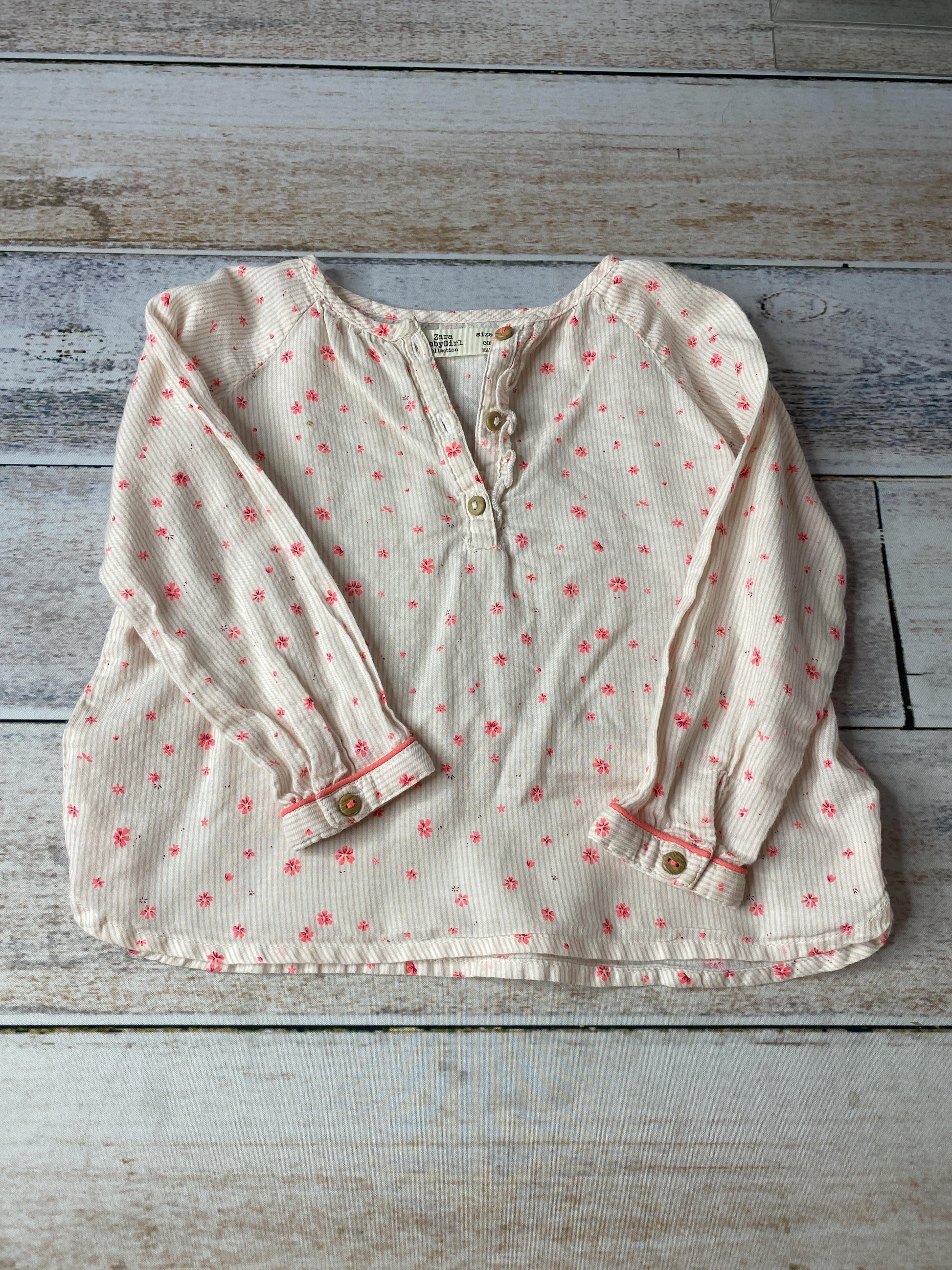 Zara Girls pink | Pink floral Long Sleeve Shirt Size: 12-18 months pink | Pink floral