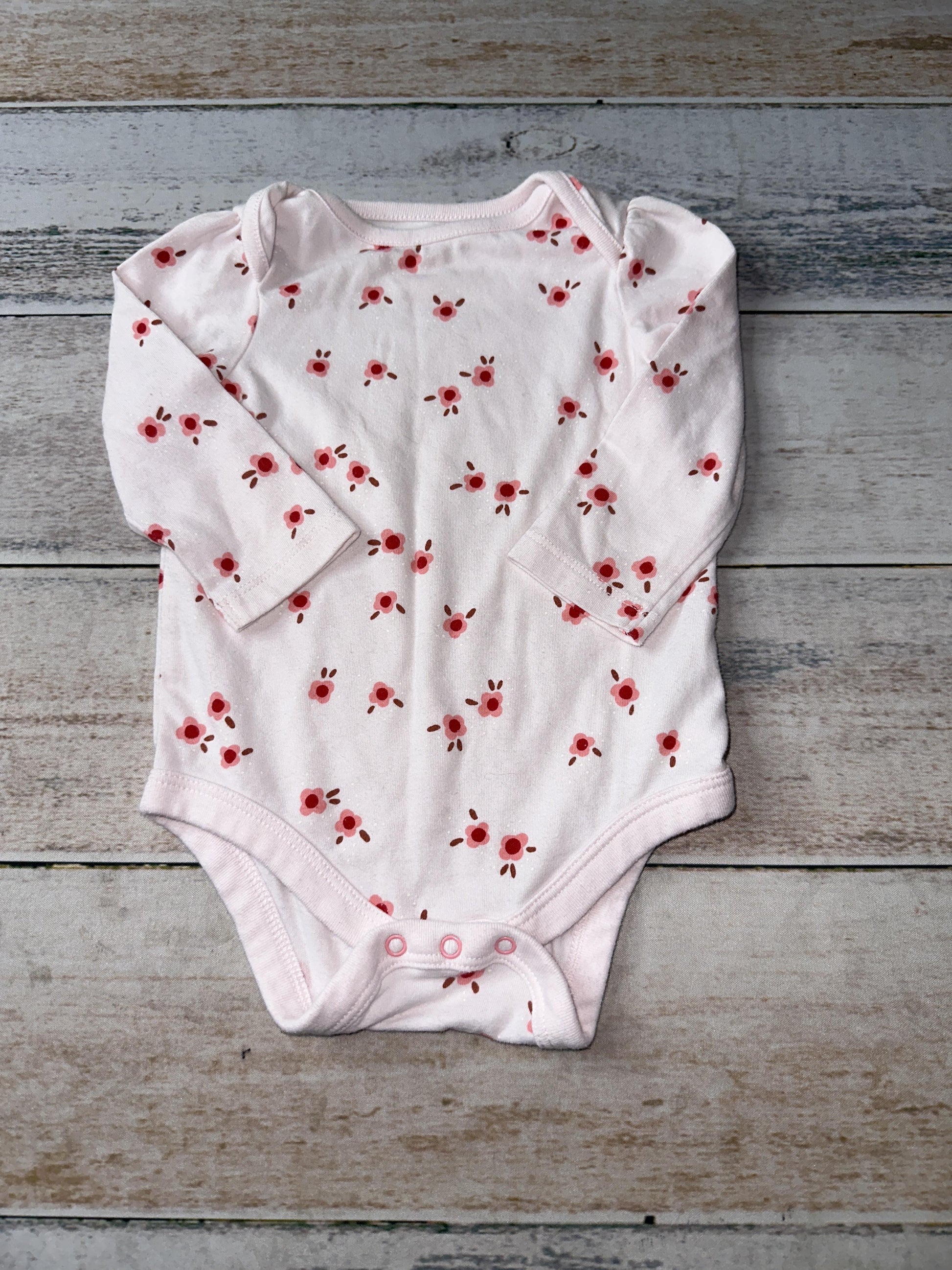 Cat & Jack Girls pink | Pink floral Onesie Size: 3-6 months pink | Pink floral