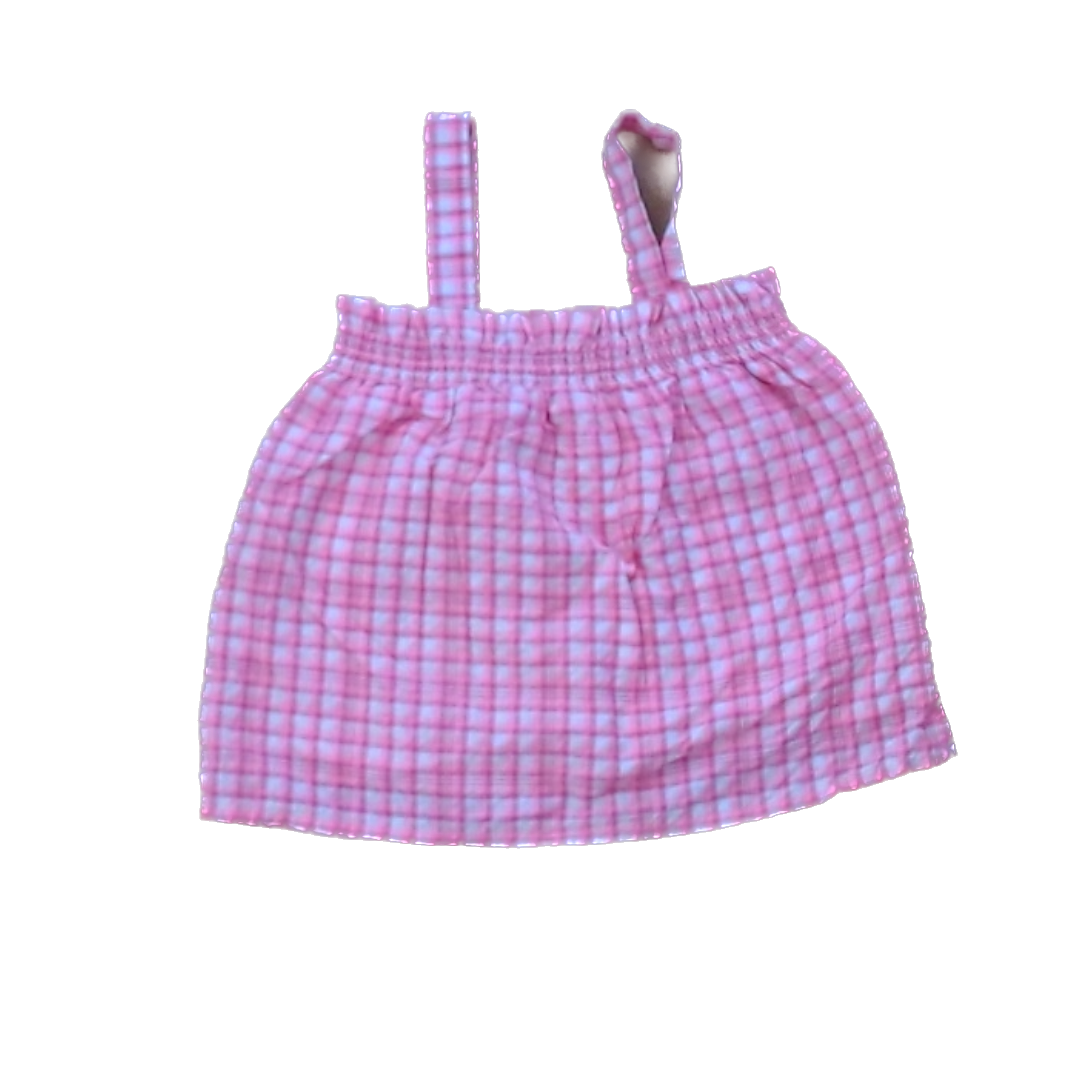 Rockets Of Awesome Girls Pink Plaid | Tank Top Short Sleeve Shirt Size: 6 - 7 Years Pink Plaid | Tank Top