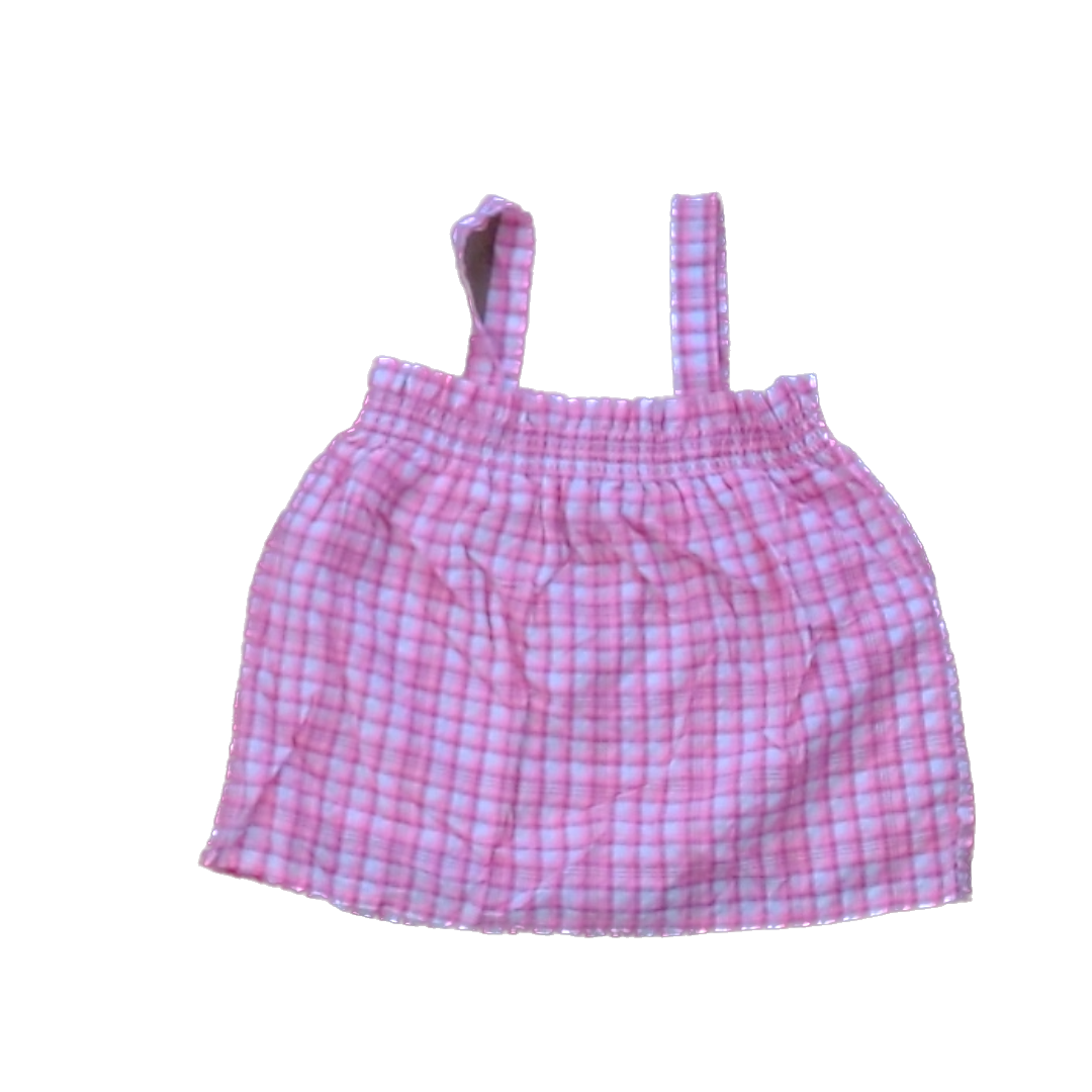 Rockets Of Awesome Girls Pink Plaid | Tank Top Short Sleeve Shirt Size: 6 - 7 Years Pink Plaid | Tank Top