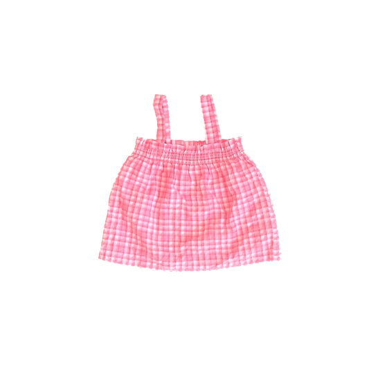 Rockets Of Awesome Girls Pink Plaid Tank Top Size: 7 Years Pink Plaid