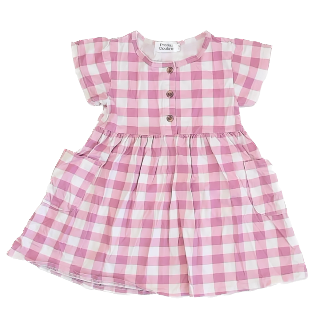 Presley Couture Girls Pink Plaid Dress Size: 3T/4T Pink Plaid