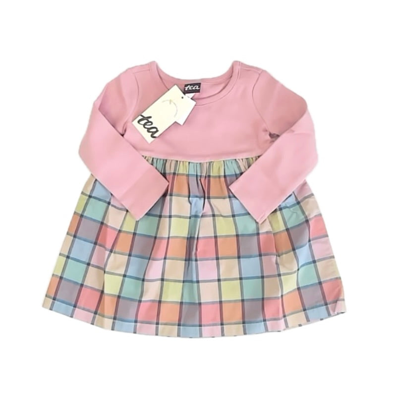 Tea Collection Girls Pink Plaid Dress Size: 3-6 Months Pink Plaid