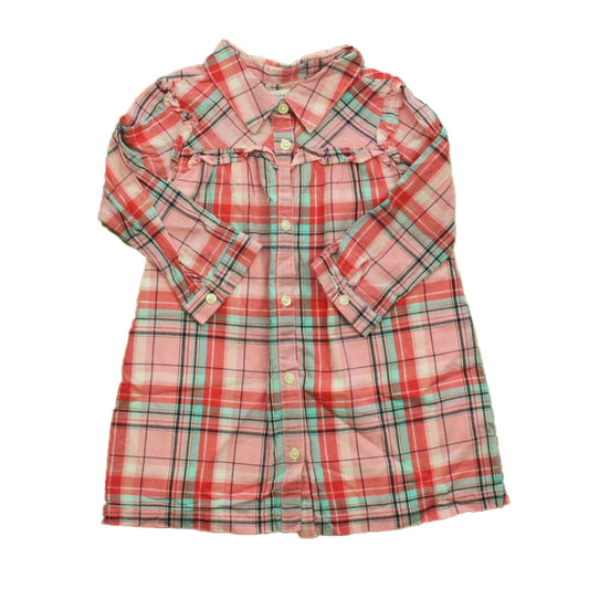 Gap Girls Pink Plaid Dress Size: 2T Pink Plaid