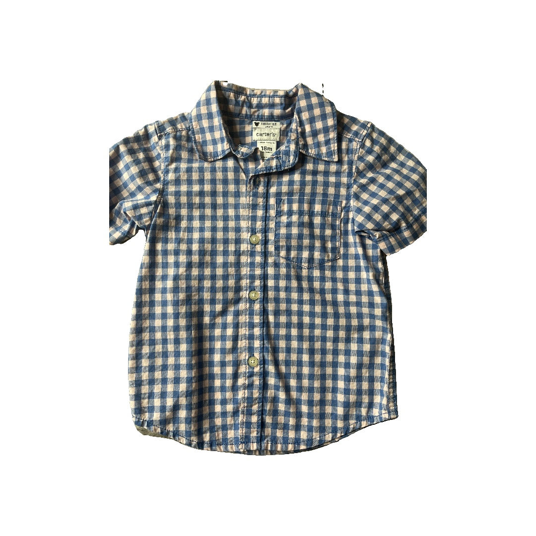 Carters Boys pink | plaid Button Down Short Sleeve Size: 18 months pink | plaid