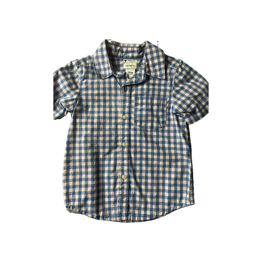 Carters Boys pink | plaid Button Down Short Sleeve Size: 18 months pink | plaid