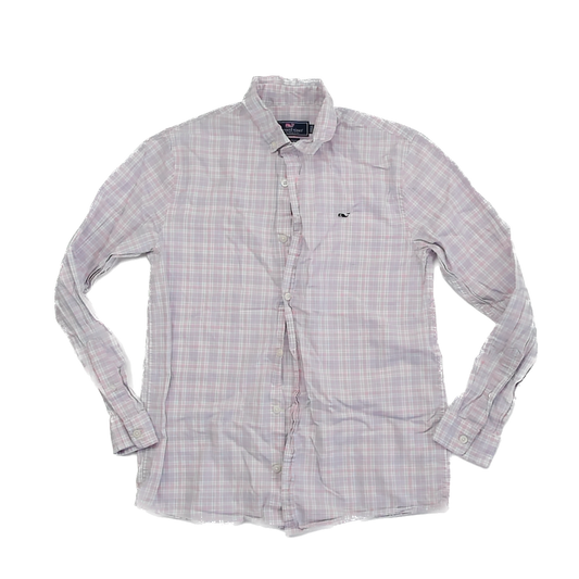 Vineyard Vines Boys Pink Plaid Button Down Long Sleeve Size: 16 Years Pink Plaid