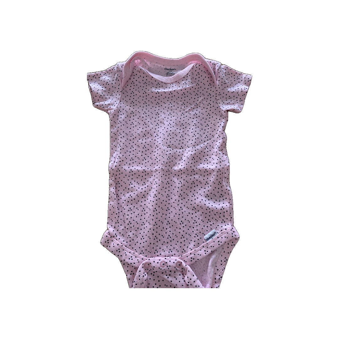 Gerber Childrenswear Girls pink | polka dot | Black Onesie Size: 6-9 months pink | polka dot | Black