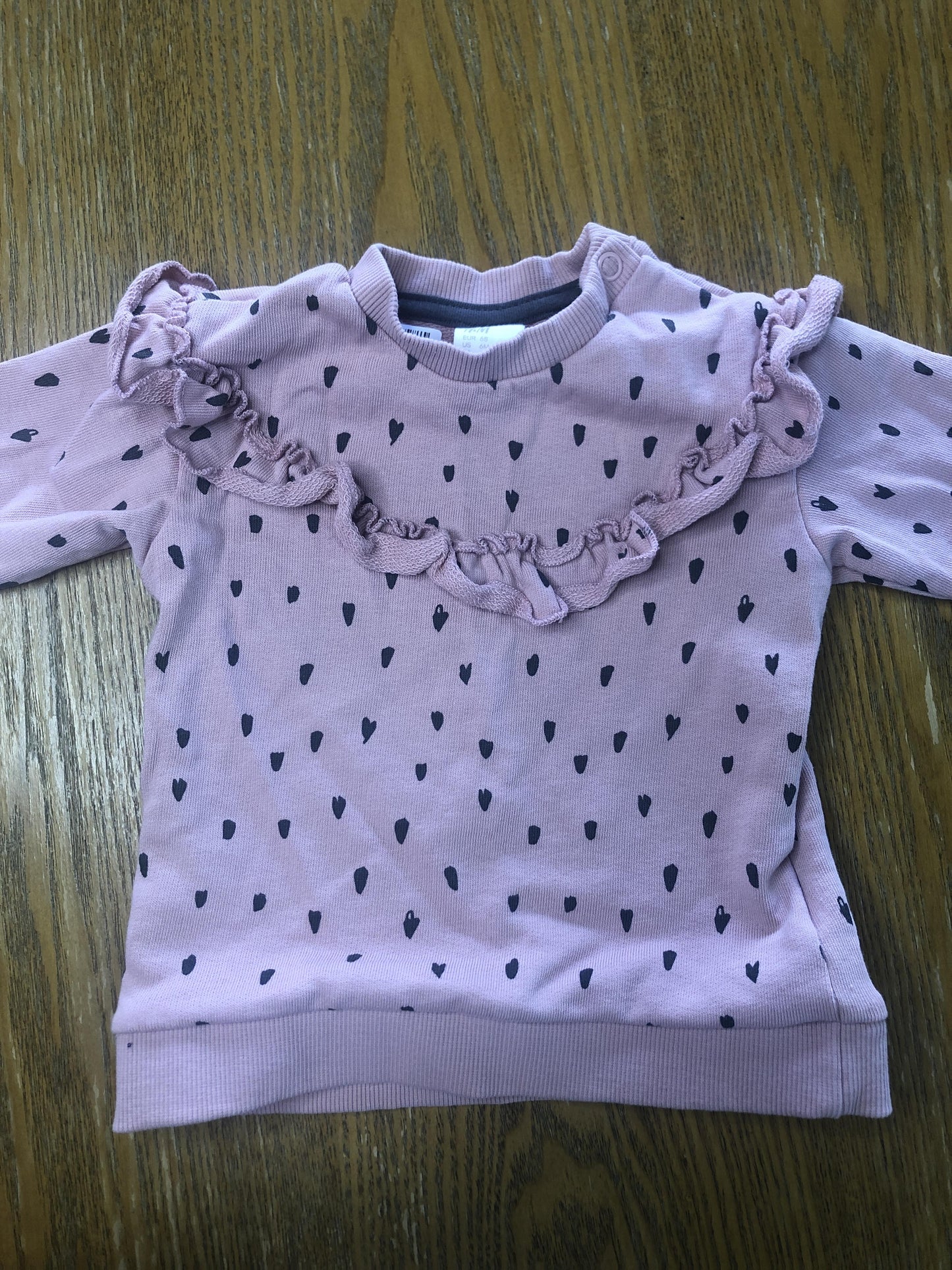 H&M Girls pink | polka dot | Grey Sweater Size: 3-6 months pink | polka dot | Grey