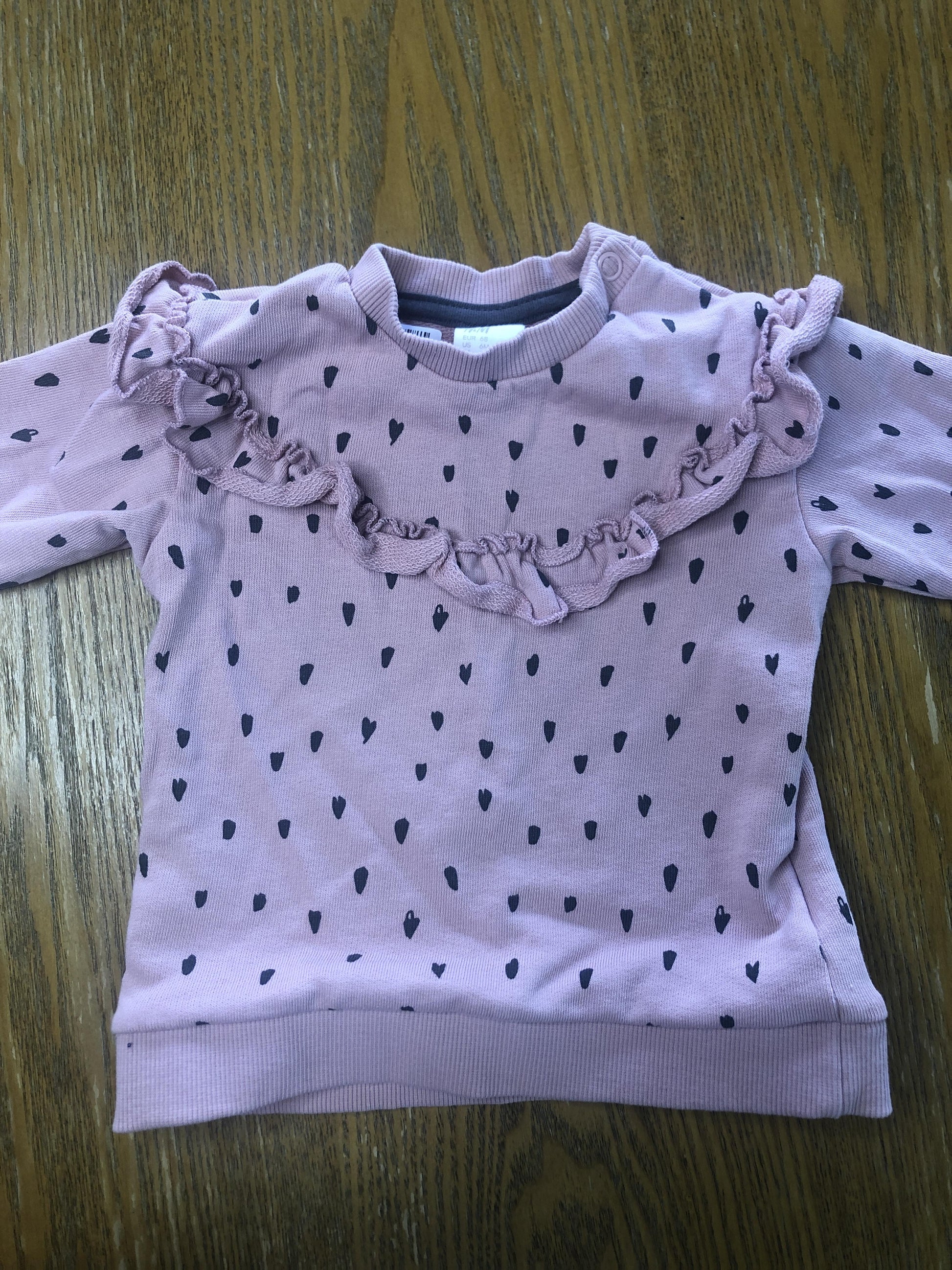 H&M Girls pink | polka dot | Grey Sweater Size: 3-6 months pink | polka dot | Grey