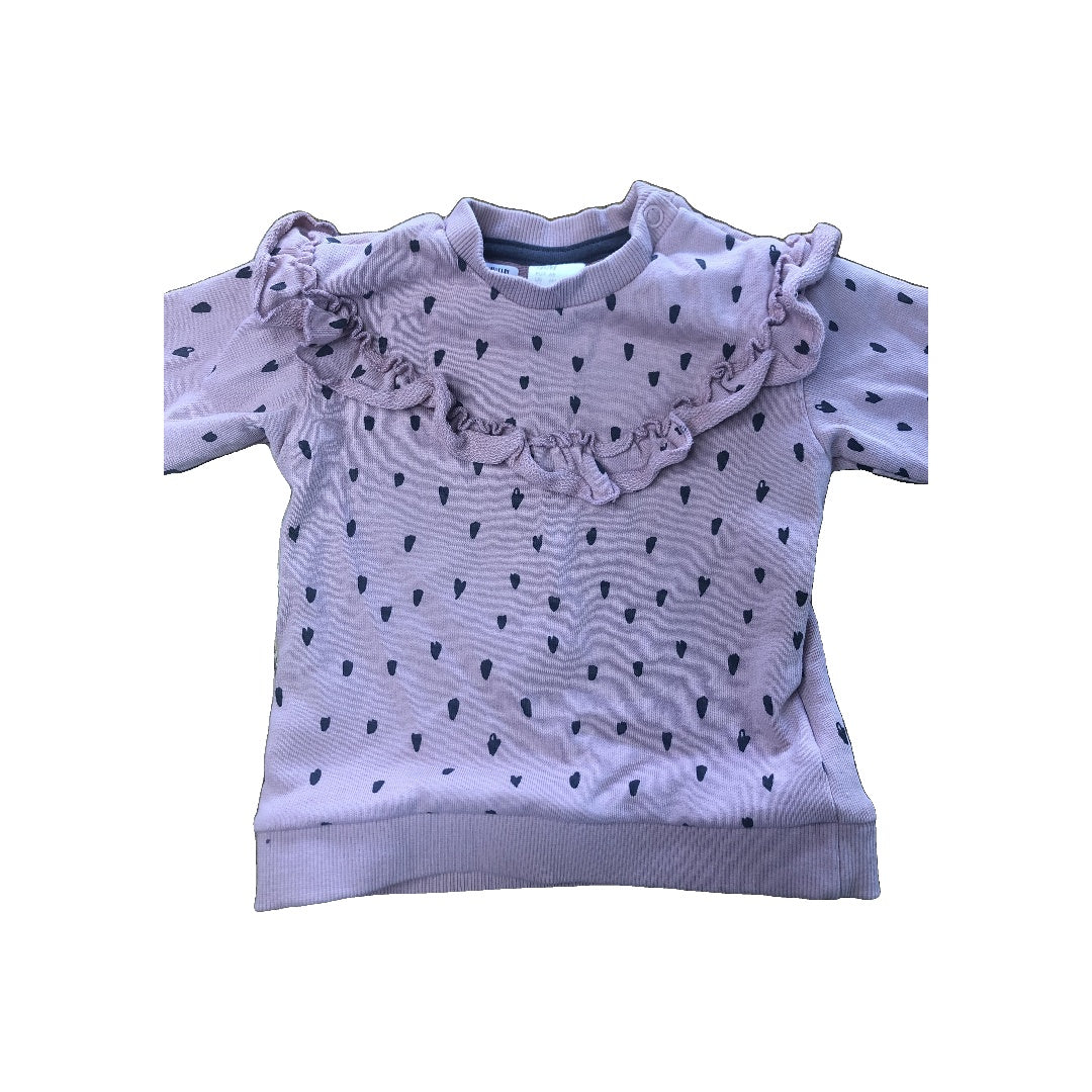 H&M Girls pink | polka dot | Grey Sweater Size: 3-6 months pink | polka dot | Grey