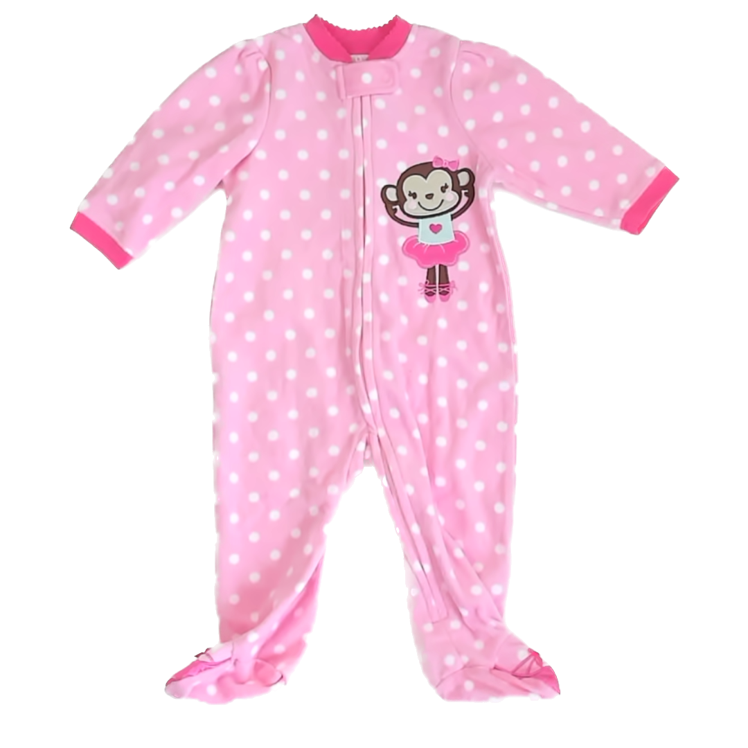 Little Me Girls Pink Polka Dot 1-piece footed Pajamas Size: 9 Months Pink Polka Dot