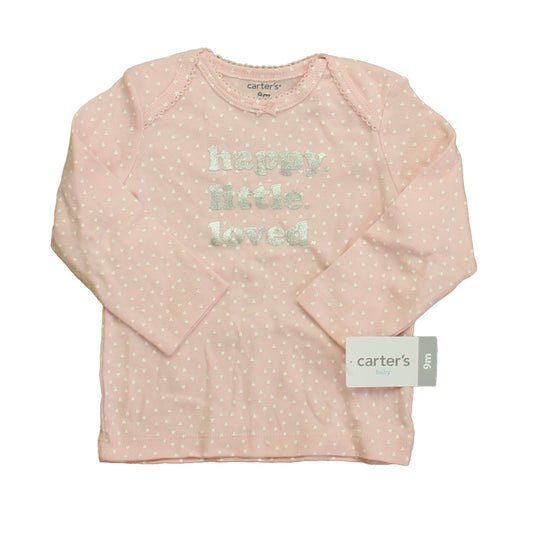 Carter's Girls Pink Polka Dots Long Sleeve T-Shirt Size: 9 Months Pink Polka Dots