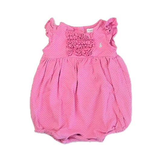 Ralph Lauren Girls Pink Polka Dots Romper Size: 9 Months Pink Polka Dots