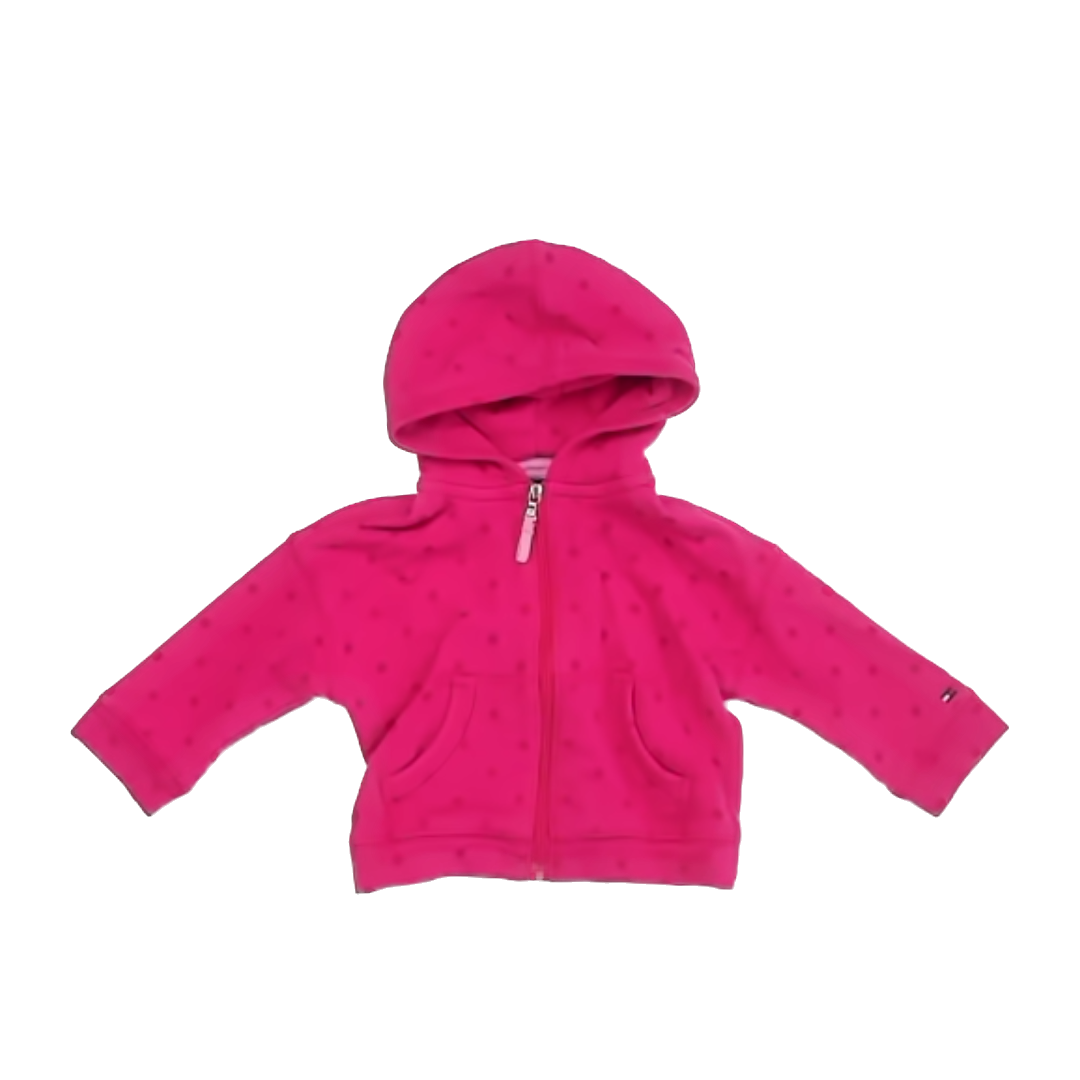 Tommy Hilfiger Girls Pink Polka Dots Hoodie Size: 12 Months Pink Polka Dots