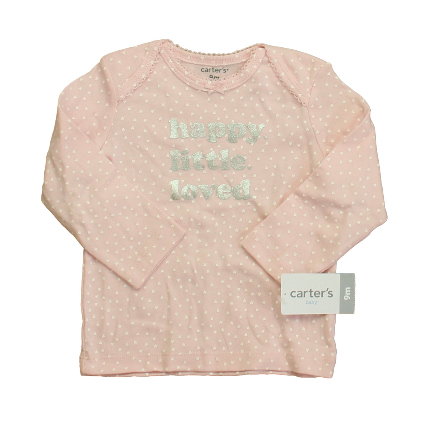 Carter's Girls Pink Polka Dots Long Sleeve T-Shirt Size: 9 Months Pink Polka Dots