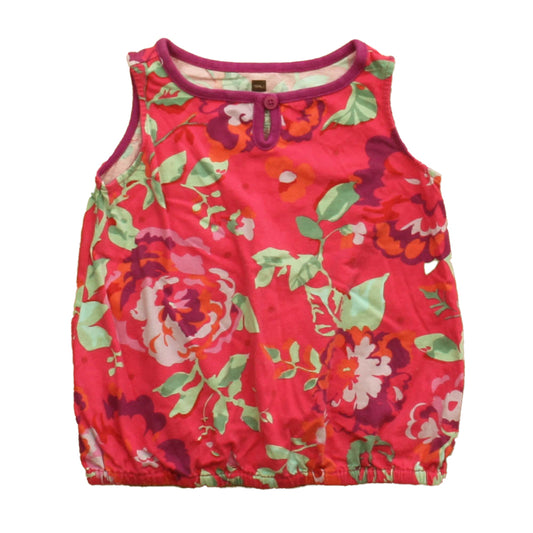 Tea Girls Pink | Purple Floral Tank Top Size: 4T Pink | Purple Floral