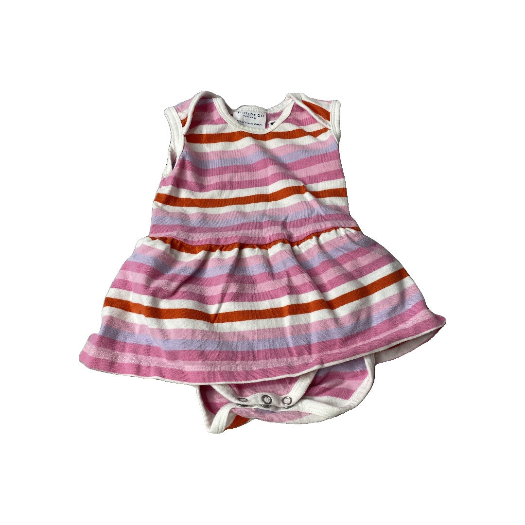 Toobydoo Girls pink | purple | orange | Stripe Romper Size: 3-6 months pink | purple | orange | Stripe