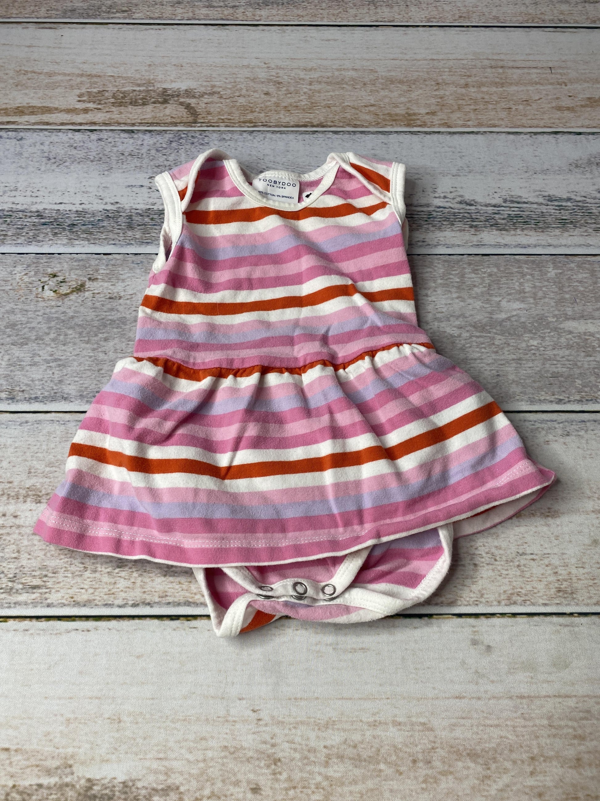Toobydoo Girls pink | purple | orange | Stripe Romper Size: 3-6 months pink | purple | orange | Stripe