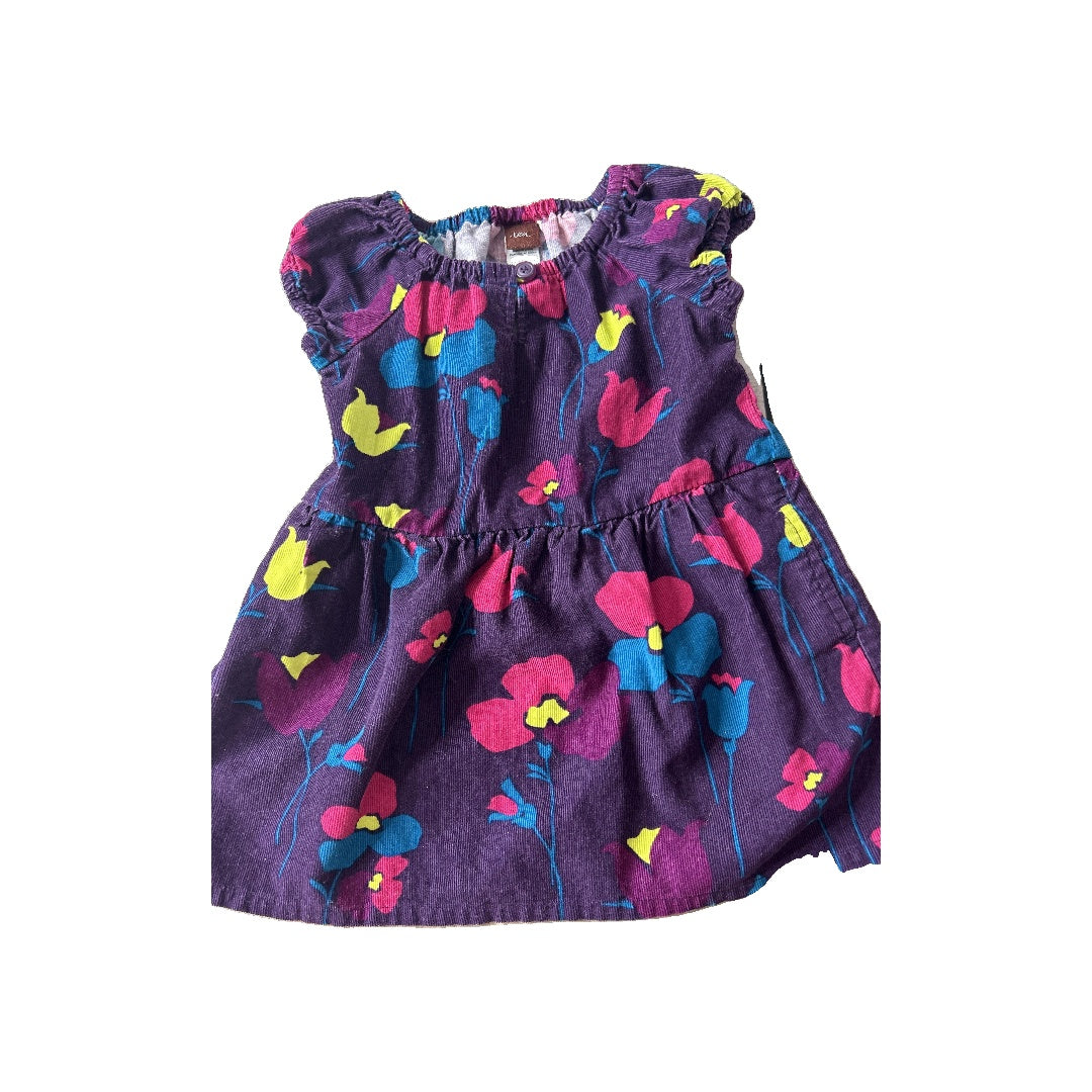 Tea Girls pink | purple | plants | Pink floral Dress Size: 12-18 months pink | purple | plants | Pink floral