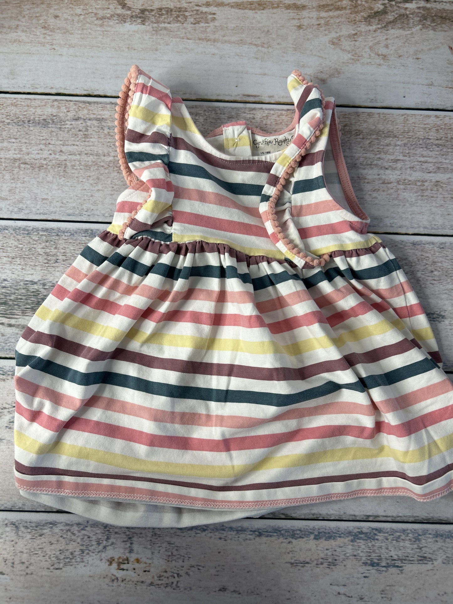 Girls pink | purple | Yellow | Stripe Dress Size: 12-18 months pink | purple | Yellow | Stripe