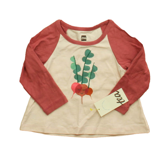 Tea Girls Pink Radish Long Sleeve T-Shirt Size: 3-6 Months Pink Radish